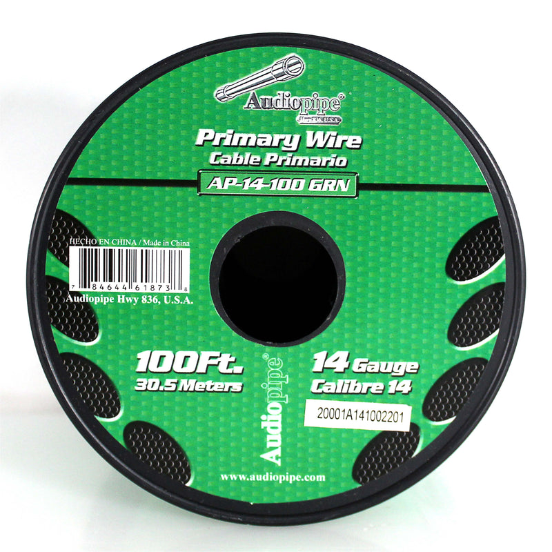 14 GA 100 FT Green Stranded of CCA Primary Power Ground Wire Cable - Full Spool