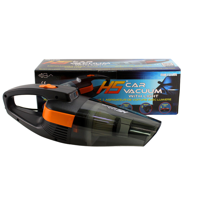 12V Portable Car Vacuum Cleaner with LED Light, HEPA Filter & Travel Bag