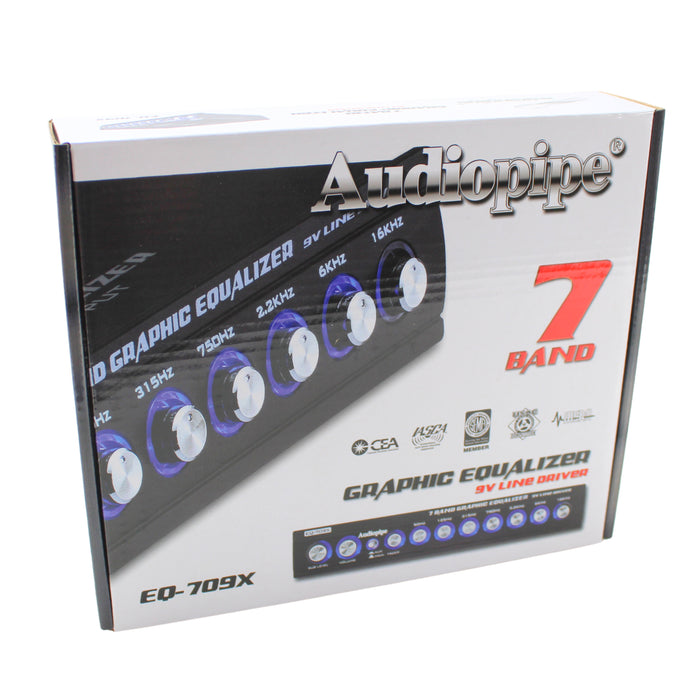 Audiopipe 7 Band 9V Line Driver with Subwoofer Control Graphic Equalizer EQ-709X