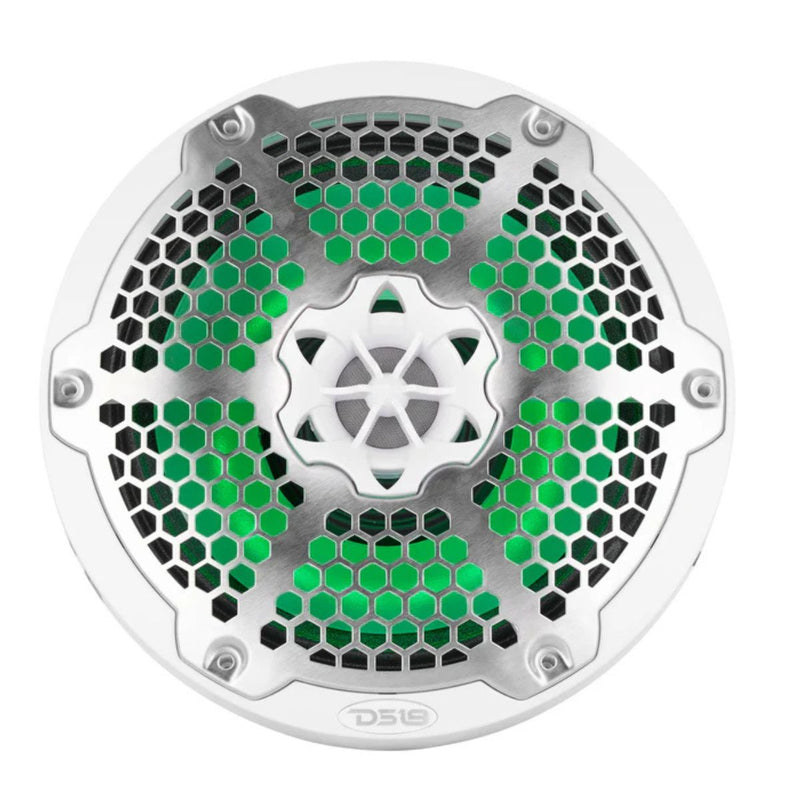 DS18 8" 250W RMS 4-Ohm Marine 2-Way Hybrid Speaker Pair w/ RGB LED NXL-8MD-WH