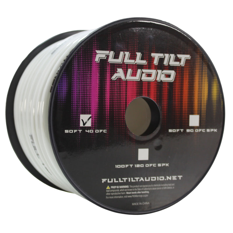 Full Tilt Audio 4GA Tinned OFC Power/Ground Wire White Lot Cut By The Foot
