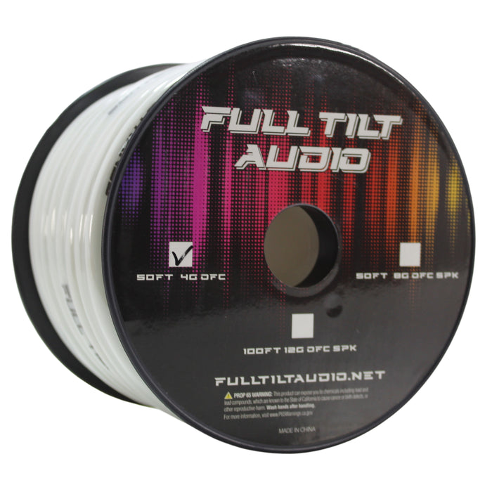 Full Tilt Audio 4GA Tinned Oxygen Free Copper Power/Ground Wire White Lot