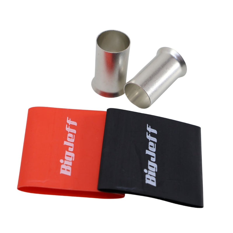 Big Jeff Audio 1/0 Gauge Wire Ferrule & Heat Shrink Kit, 12 Ferrules, Red/Black