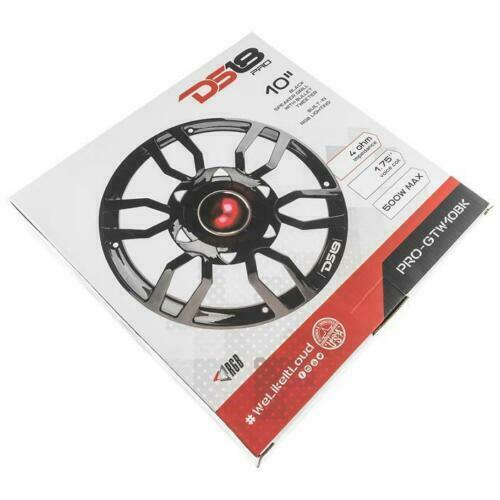 1x 10" Black Speaker Grill Cover / Built In Bullet Tweeter RGB LED Pro Audio