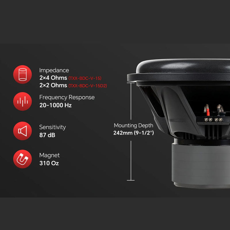 15" 1500W RMS Dual 4-Ohm 5-Stack Composite Cone Audiopipe Subwoofer