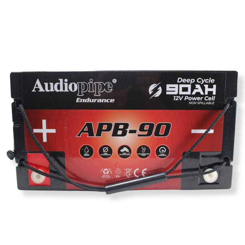 Audiopipe APB-90 12V 2500W 1050Amp AGM Deep Cycle Power Cell Battery 90Ah