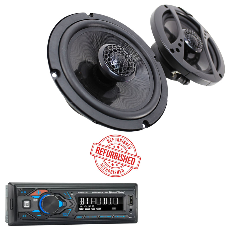 Bluetooth Single Din Car Stereo & Pair of 6.5" 4-Ohm Coaxial Speaker Combo