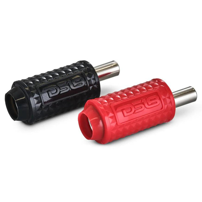 DS18 Pair of 0GA to 4GA Amp Input Reducers with Offset Stub and Silicone Cover