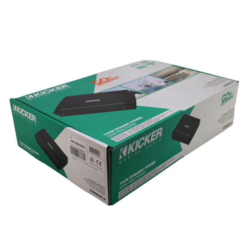 Kicker Full Range 4 Channel Marine Amplifier Class D 500W RMS 2 Ohm + Install Kit