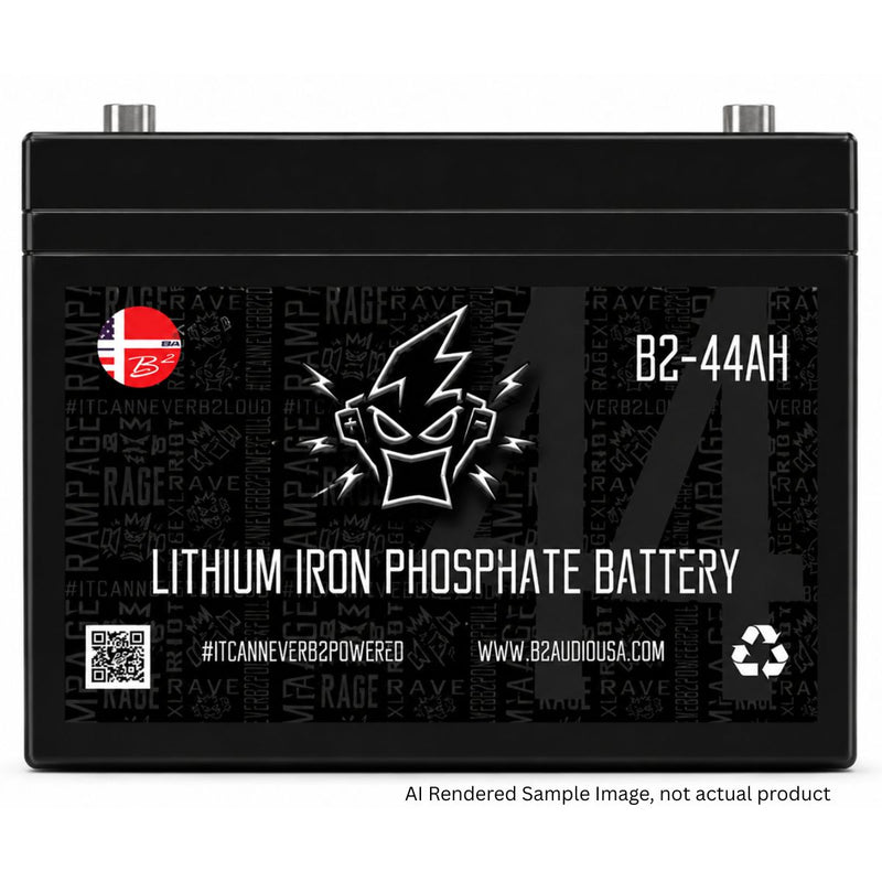 B2 Audio 44AH 12V Lithium Iron Phosphate Battery 5,000W Car Audio (LiFePO4)