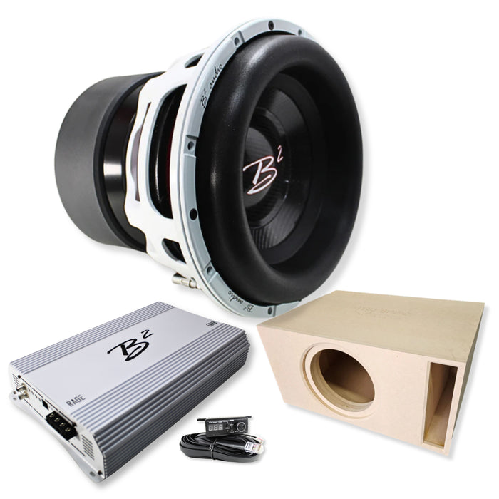 RAGEXL 12" D1 3500W RMS Subwoofer + S12ELITE Enclosure + 5000W Mono Amp B2 Audio