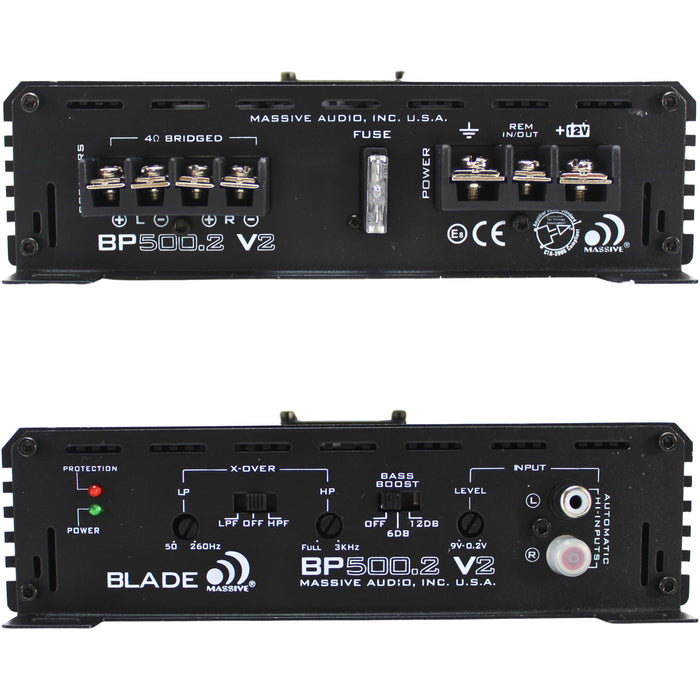 500W 2-Ch Class A/B 2-Ohm Stable Amplifier Massive Audio Blade / BP500.2-v2