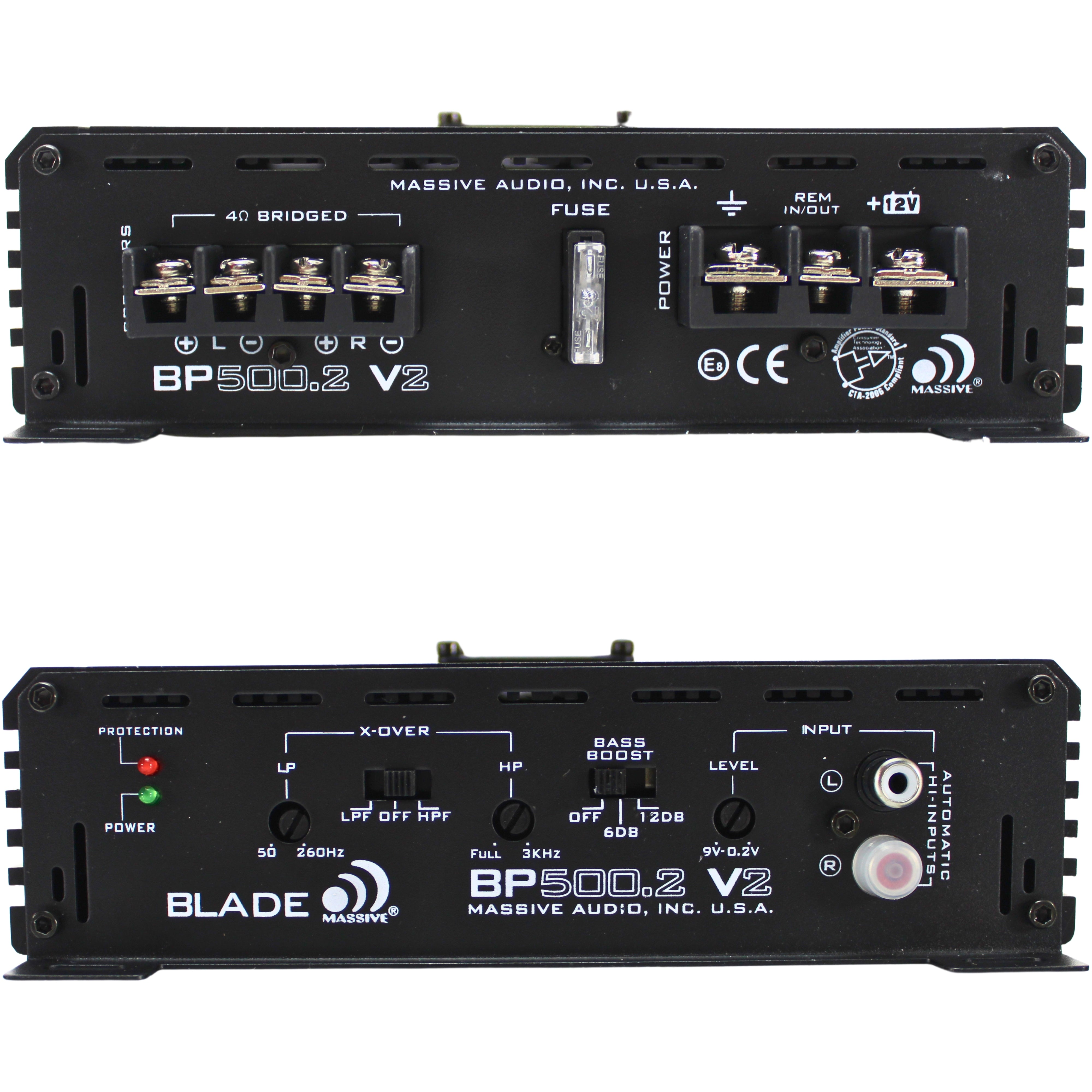 Massive Audio Amplifier BP500.2 Car Stereo 2 Channel 500W 2 OHM