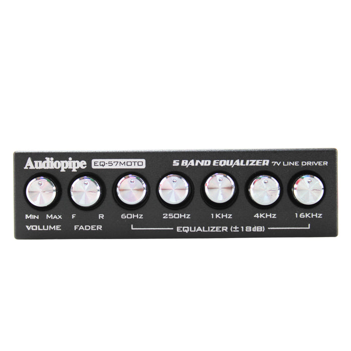 Audiopipe 5 Band 7 Volt Half-Din Line Driver Graphic Equalizer Black EQ-57MOTO