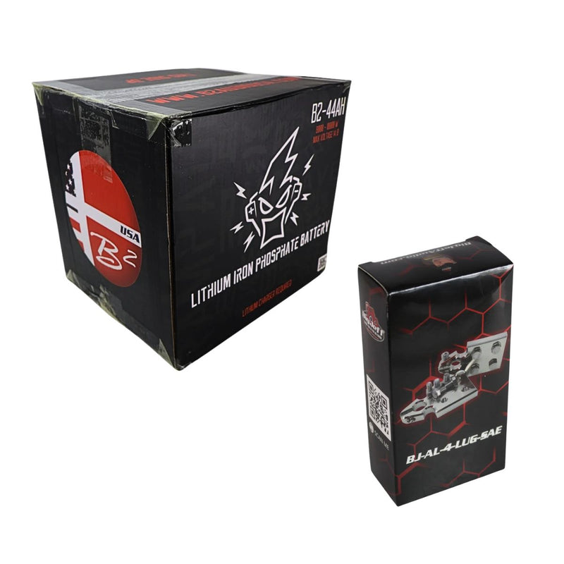 B2 Audio 44Ah 5000W LiFePO4 Battery 12V w SAE Top Posts & 4 Lug Style Terminals