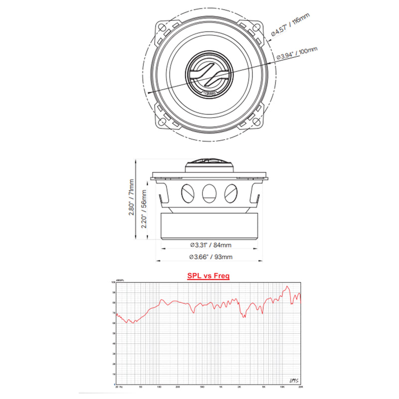 DS18 ELITE 4" Coaxial Speakers 150 Watts 4 Ohm 2-Way Pair /w Kevlar Cone ZXI-44