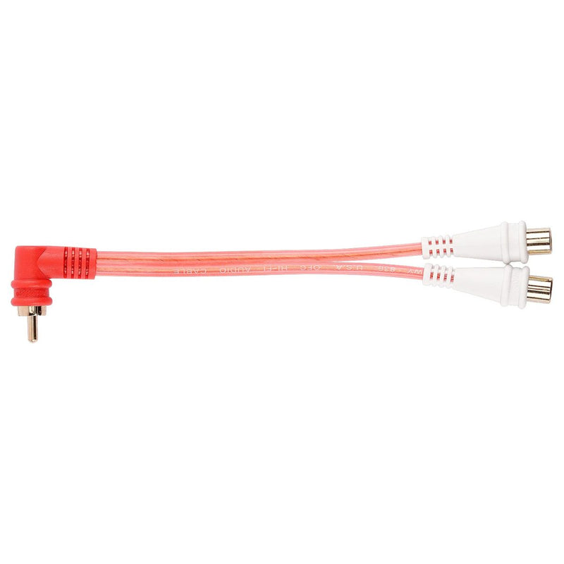 Audiopipe BMV-GRA-M-2F RCA Y Splitter 1 Male to 2 Female 6" Cable Gold Plated