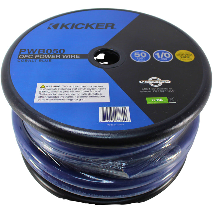 Kicker 1/0 AWG 100% Oxygen Free Copper OFC Blue Power/Ground Wire Lot