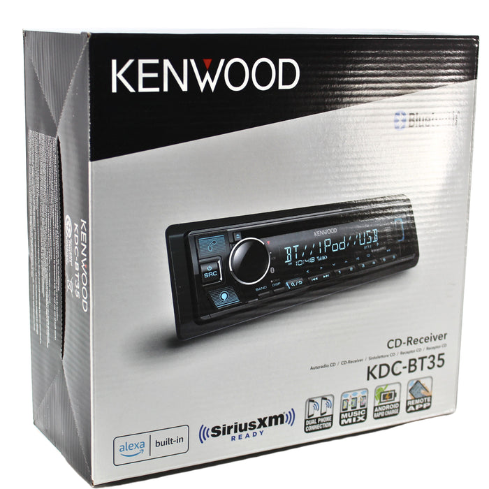 Kenwood Single DIN Bluetooth CD USB SiriusXM Radio Ready Car Stereo KDC-BT35