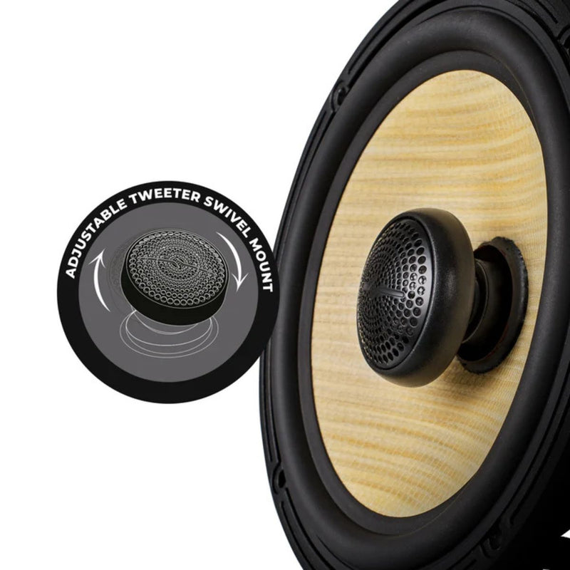 DS18 6.5" 150W RMS 4-Ohm 2-Way Coaxial Speakers with Woven Yellow Composite Cone