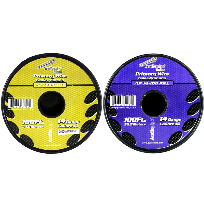 14 GA 100 FT Roll Purple Yellow Stranded Spool of CCA Primary Power Ground  Wire Cable