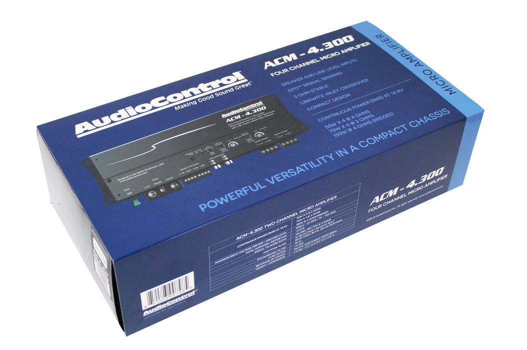 AudioControl 4 Channel 2 Ohm Stable Micro Class D Motorcycle Amplifier ACM-4.300