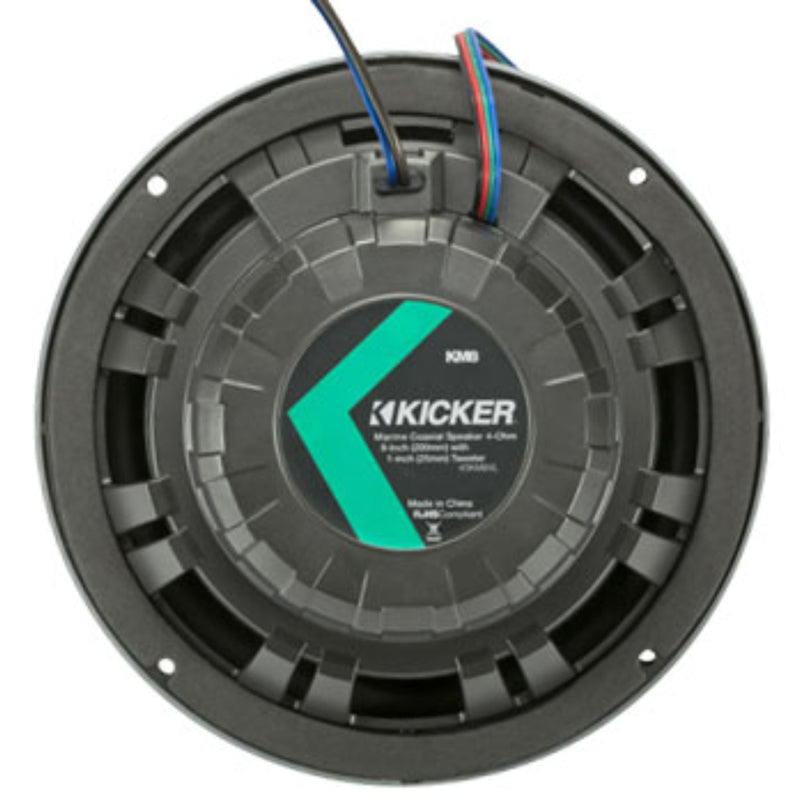 Kicker 8" RGB Coaxial Marine Speakers 300W Peak 4Ohm Black White Grilles 45KM84L
