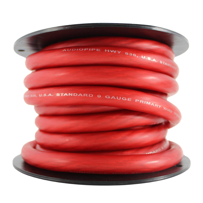 Audiopipe 0 GA 100% OFC Flexible Power/Ground Wire Red Lot Cut By The Foot