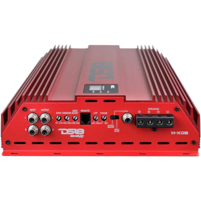 8000W RMS 1-Ohm Monoblock Red Amplifier w/ 8KW Voltmeter DS18 HOOLIGAN KO Series