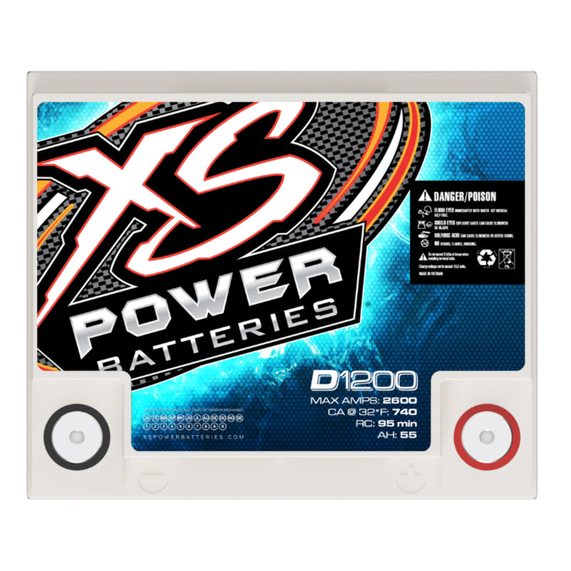 XS Power 12V Compact D Series Starting Battery AGM 55 Amp Hours D1200