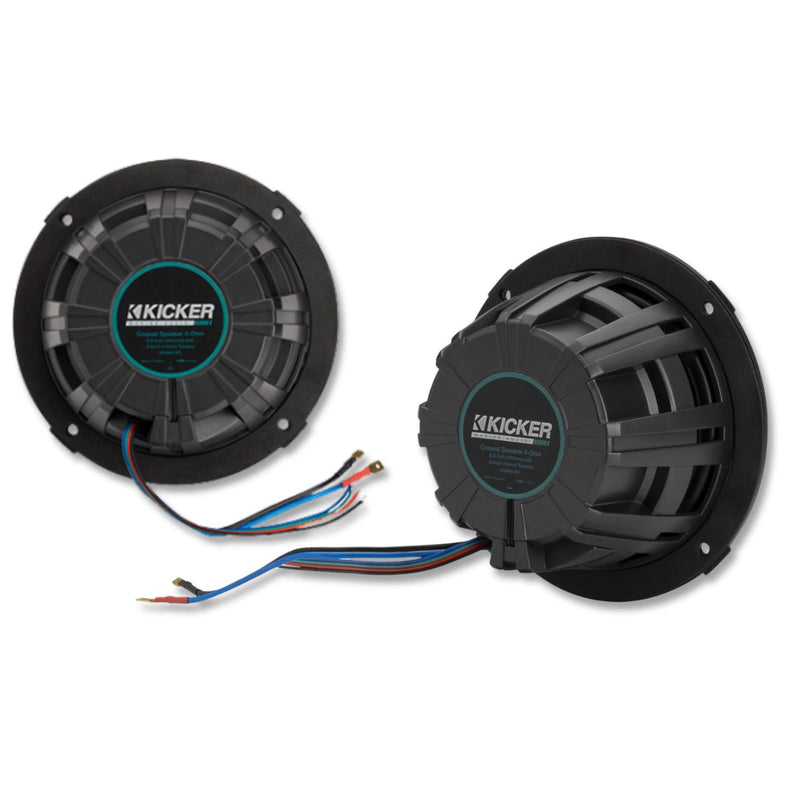 6.5" 4-Ohm LED Thin-Mount Coaxial Speakers Kicker REAL MARINE Technology KM614FL