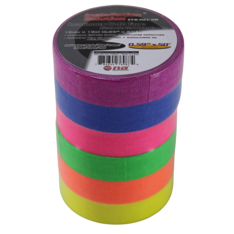 Multi-Color 0.59" x 50 Ft Luminous Cotton Cloth High Heat Harness Copolymer Tape