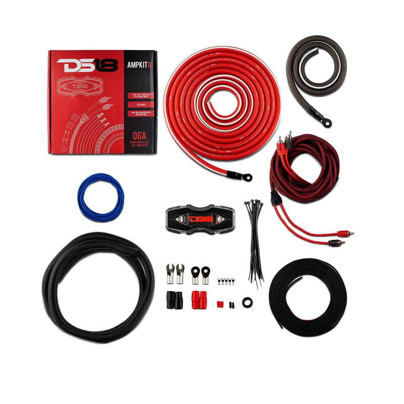 DS18 Bass Package - 2x 12 Subwoofers 4000W 4 Ohm /w Mono Amplifier & Wire Kit