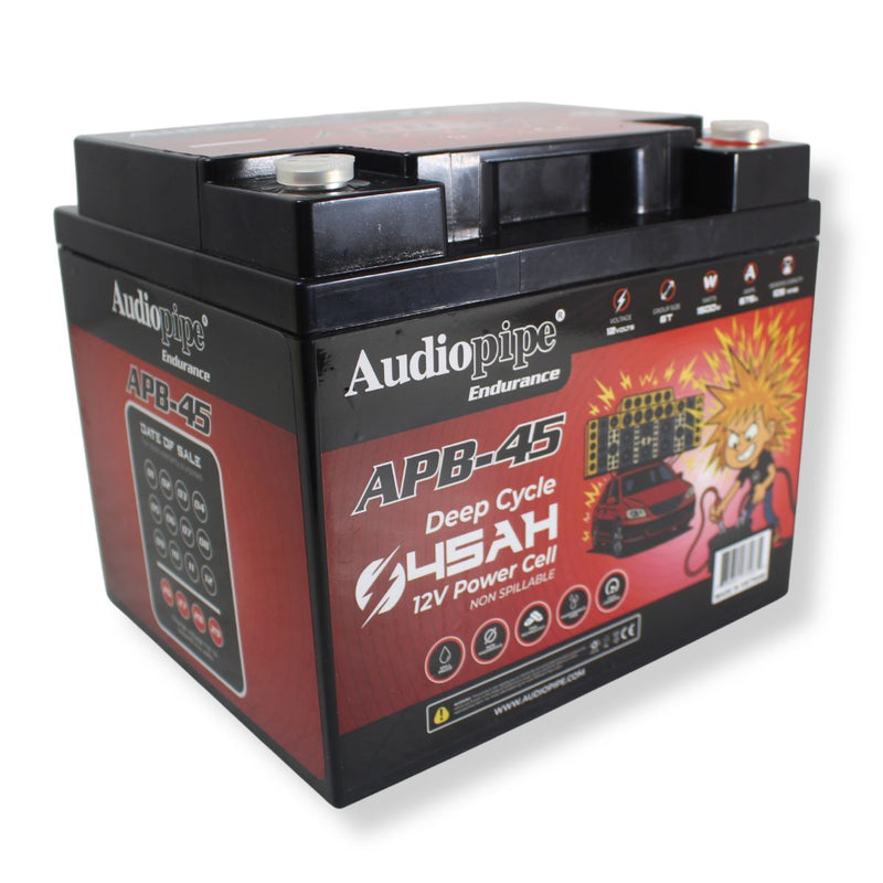 Audiopipe APB-45 12V 1500W 675Amp AGM Deep Cycle Power Cell Battery 45Ah
