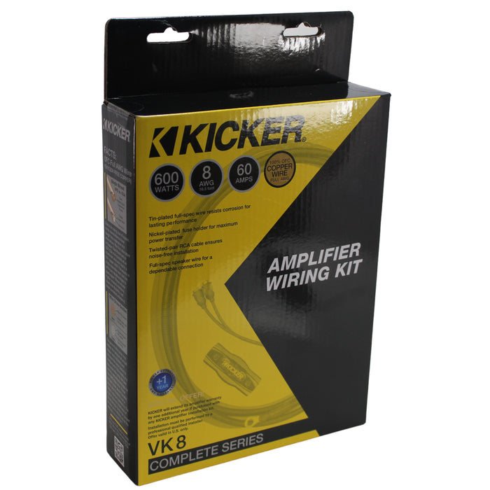 Kicker V-Series Complete 8 AWG 2 Channel Amplifier Installation Wire Kit 47VK8