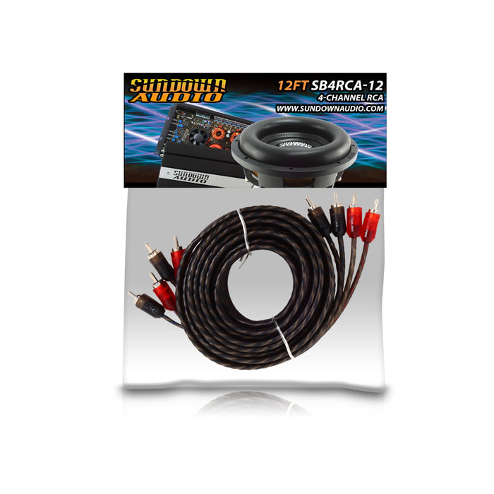 Sundown Audio 4 Channel SB Series RCA Interconnect Cables 12ft - 25ft