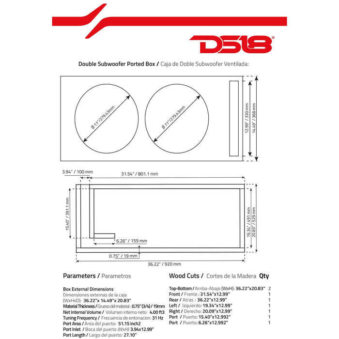 DS18 Elite-Z 12" 1500 Watts Dual Voice Coil 4 Ohm Subwoofer ZR12.4D