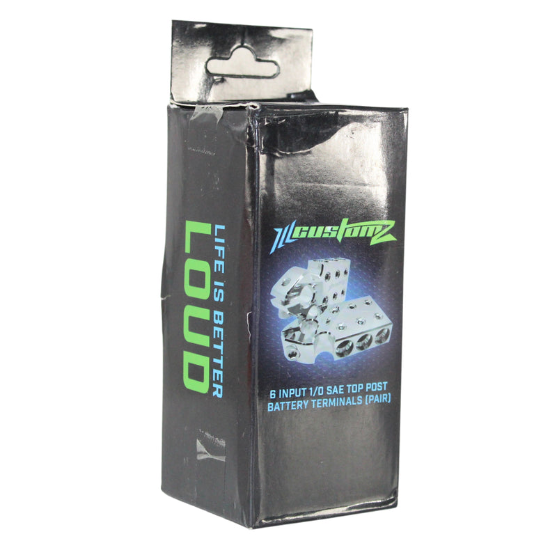 ILL Customz 6 Input Style SAE Aluminum Battery Terminals (Pair) LC-6-INPUT-SAE