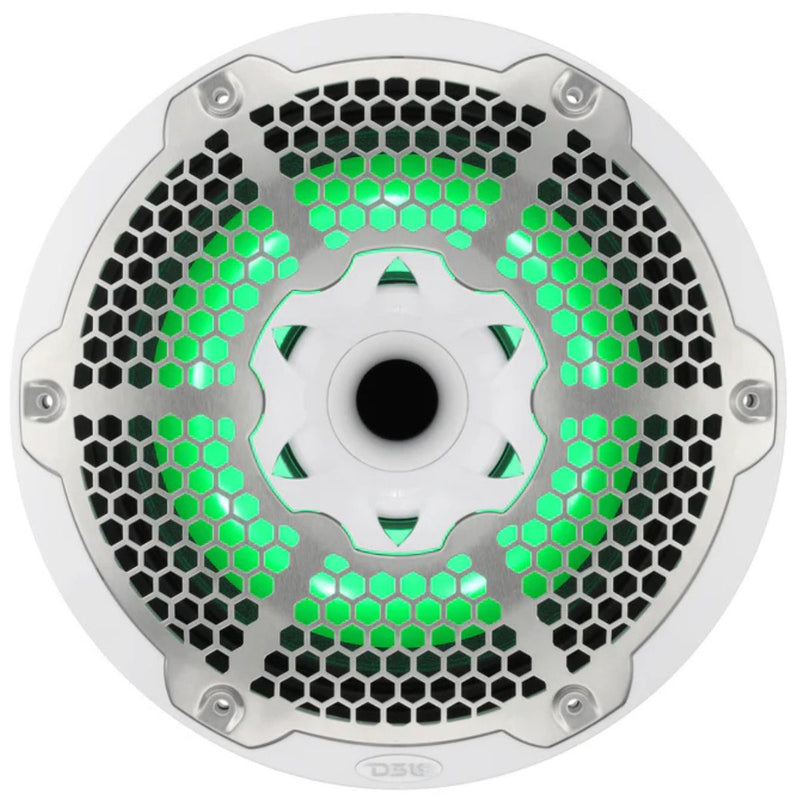 DS18 NXL-10MD-WH 10" Marine 2-Way RGB LED Speakers, Pair, 450W RMS, White