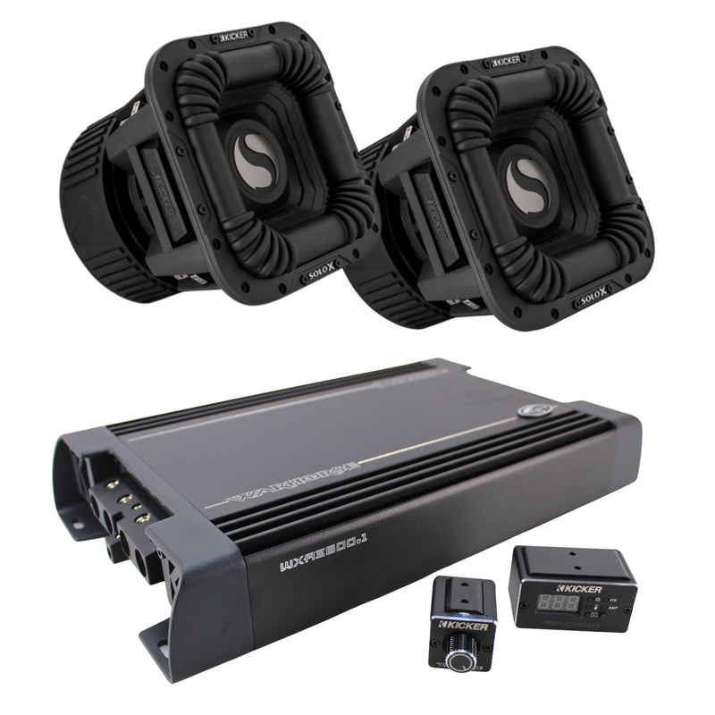 Two Solo X 10" Dual 1 Ohm 2000W RMS Subwoofer Combo with Warhorse 3600 Amplifier
