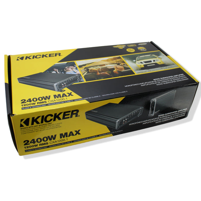 Kicker CX Series Monoblock Bass Amplifier Class D 2400W Peak 1-Ohm 46CXA12001T