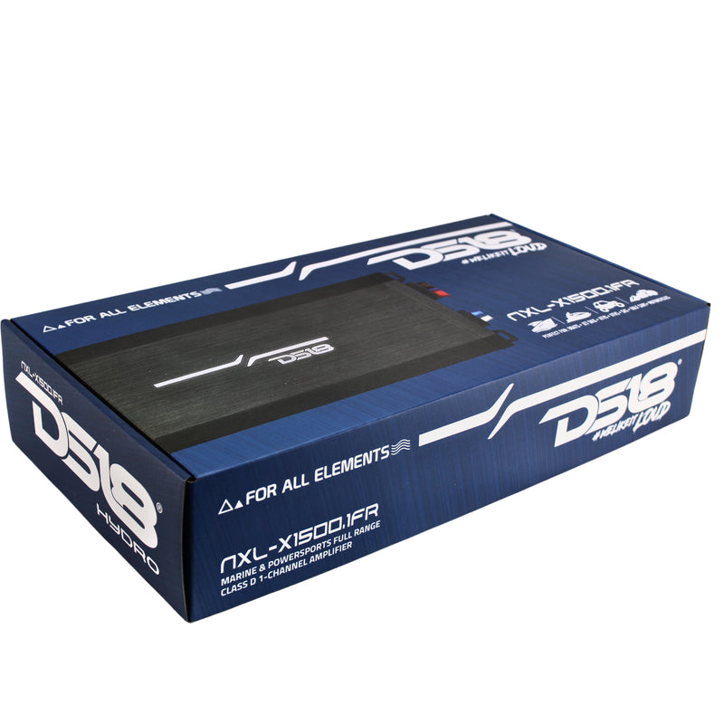 DS18 1 Channel Full Range Class D 1500W RMS 1 Ohm Marine Amplifier NXL-X1500.1FR