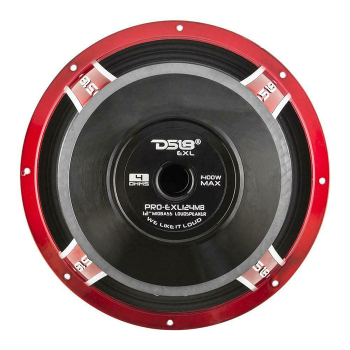 DS18 Car Audio 12" Midbass Loudspeaker 1400 Watt 4 Ohm Red Basket PRO-EXL124MB