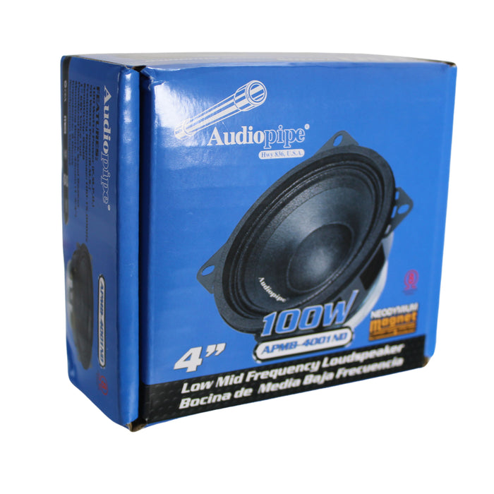 4" 50 Watts RMS 8-Ohm Neodymium Car Audio Loudspeaker Audiopipe APMB-4001ND