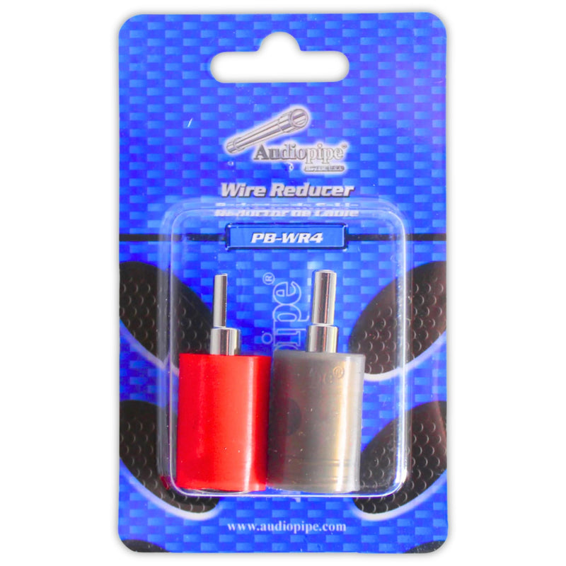Pair of Red & Black 4 Gauge to 8 Gauge Platinum Plated Wire Reducer Adapters PB-WR4