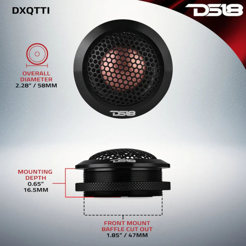 2.2" 30 Watts RMS 60 Watts Max Titanium Dome Neo Car Audio Tweeters Pair DXQTTI