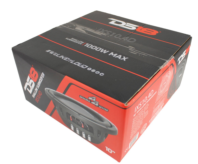 DS18 IXS10.4D 10" Dual 4 Ohm Shallow Mount Subwoofer, 500W RMS, 1000W Max
