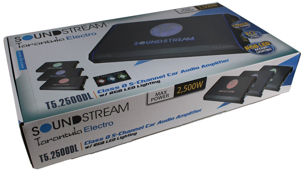 SoundStream 2500W 5 Channel Amplifier w/ LED Accents Pro Car Audio T5.2500DL