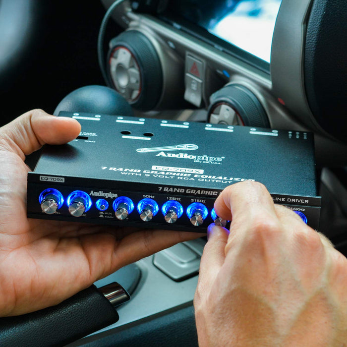Audiopipe 7 Band 9V Line Driver with Subwoofer Control Graphic Equalizer EQ-709X