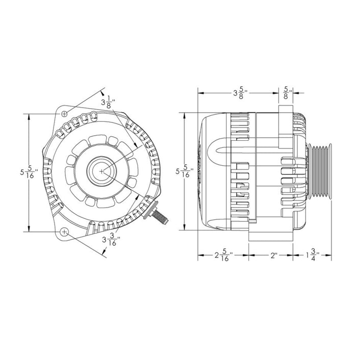 Mechman S-Series 88 - 95 GM Truck 240 Amp Polished Finish Alternator 8165240P